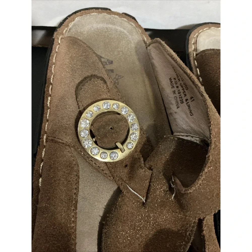 Alegria Seville Brown Suede Sparkle Clogs 41 (us 10)